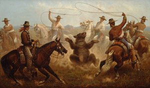 Cowboys som ropar en björn